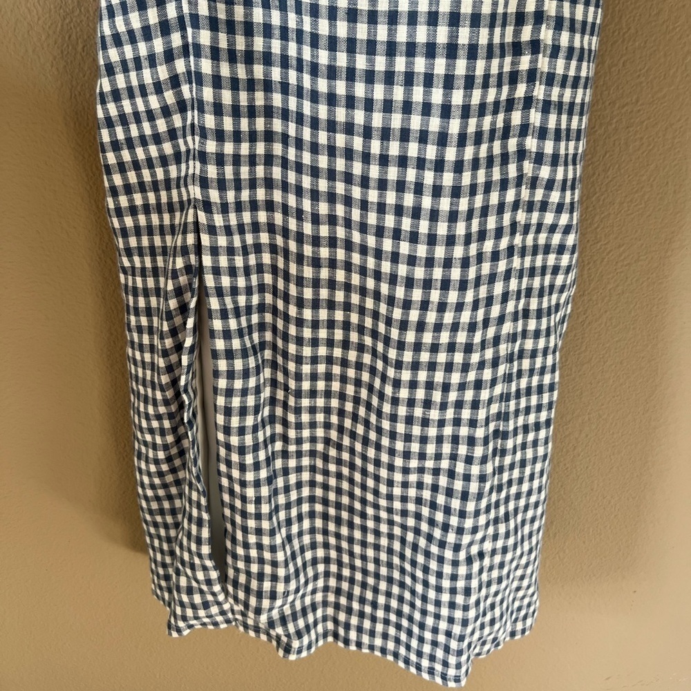 Emerson Fry 100% Linen Gingham Gathered Sleeve Dress - Picture 7 of 14